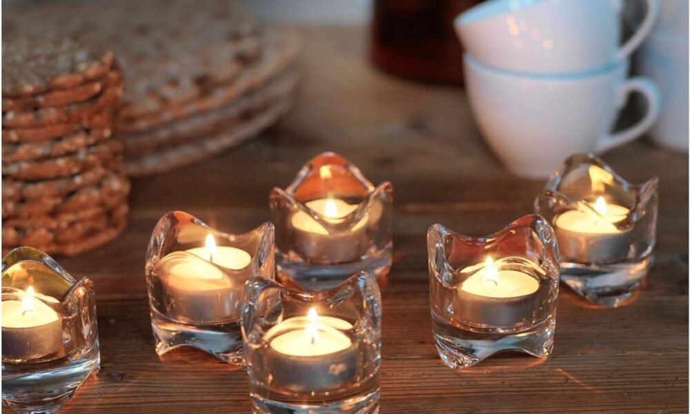 حامل شمعة صغيرة, زجاج شفاف 6 سم